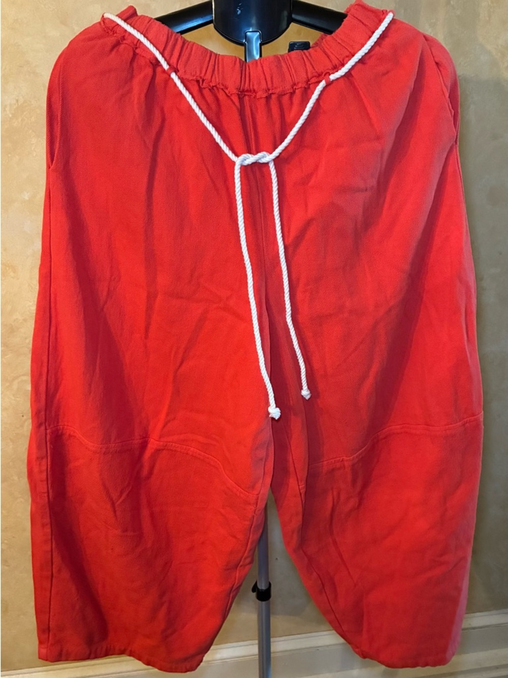 Free People Red Drawstring Wide-Leg Pants